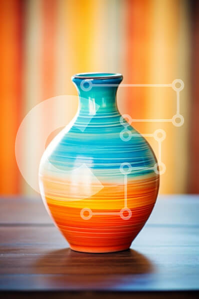 Intra Συλλεκτικό Ξύλινο Παζλ Plywood  4mm - Πολύχρωμο κεραμικό βάζο σε ξύλινο τραπέζι Σε Ξύλινο Κουτί - Διαστάσεις: 10x10 cm – 25 κομμάτια