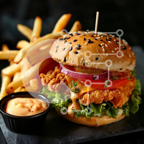 Σετ των 2 Intra Συλλεκτικό Ξύλινο Παζλ Plywood  4mm - Τηγανητό μπιφτέκι κοτόπουλου με τηγανιτές πατάτες Σε Ξύλινο Κουτί - Διαστάσεις: 10x10 cm – 25 κομμάτια