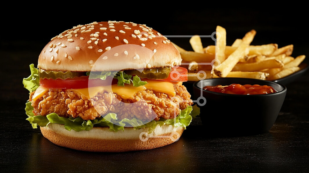 Σετ των 2 Intra Συλλεκτικό Ξύλινο Παζλ Plywood  4mm - Τραγανό μπιφτέκι κοτόπουλου με πατάτες και κέτσαπ Σε Ξύλινο Κουτί - Διαστάσεις: 10x10 cm – 25 κομμάτια