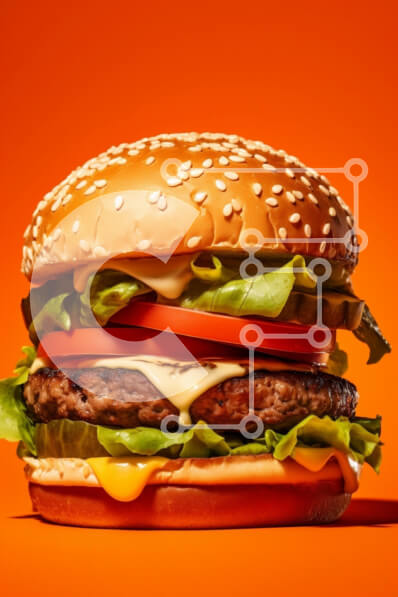 Σετ των 2 Intra Συλλεκτικό Ξύλινο Παζλ Plywood  4mm - Λαχταριστό Burger σε πορτοκαλί φόντο Σε Ξύλινο Κουτί - Διαστάσεις: 10x10 cm – 25 κομμάτια