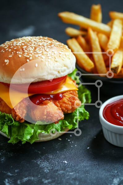 Σετ των 2 Intra Συλλεκτικό Ξύλινο Παζλ Plywood  4mm - Τραγανό μπιφτέκι κοτόπουλου με πατάτες τηγανιτές Σε Ξύλινο Κουτί - Διαστάσεις: 10x10 cm – 25 κομμάτια