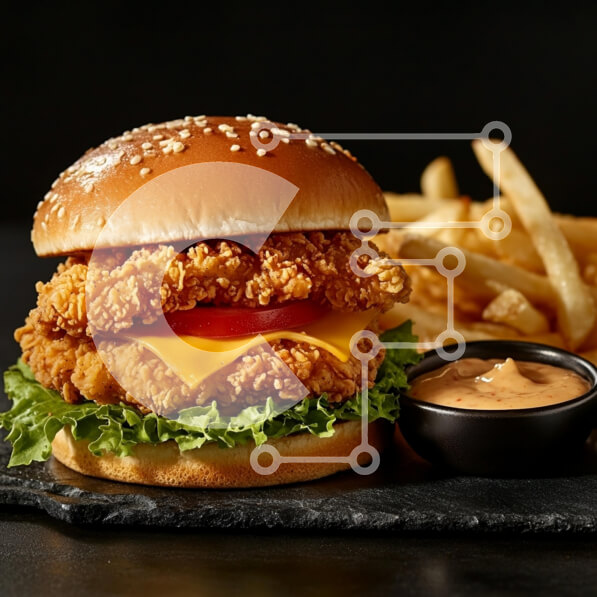 Σετ των 2 Intra Συλλεκτικό Ξύλινο Παζλ Plywood  4mm - Τραγανό μπιφτέκι κοτόπουλου με τηγανιτές πατάτες Σε Ξύλινο Κουτί - Διαστάσεις: 10x10 cm – 25 κομμάτια