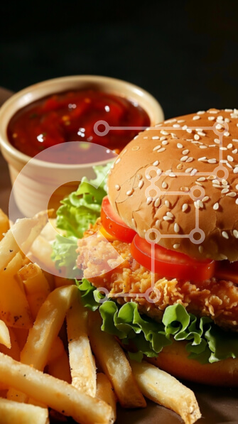 Intra Συλλεκτικό Ξύλινο Παζλ Plywood  4mm - Σάντουιτς τηγανητό κοτόπουλο με τηγανιτές πατάτες Σε Ξύλινο Κουτί - Διαστάσεις: 10x10 cm – 25 κομμάτια