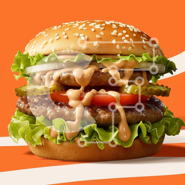 Σετ των 2 Intra Συλλεκτικό Ξύλινο Παζλ Plywood  4mm - Νόστιμο χάμπουργκερ με φρέσκα υλικά και ζωηρό φόντο Σε Ξύλινο Κουτί - Διαστάσεις: 10x10 cm – 25 κομμάτια