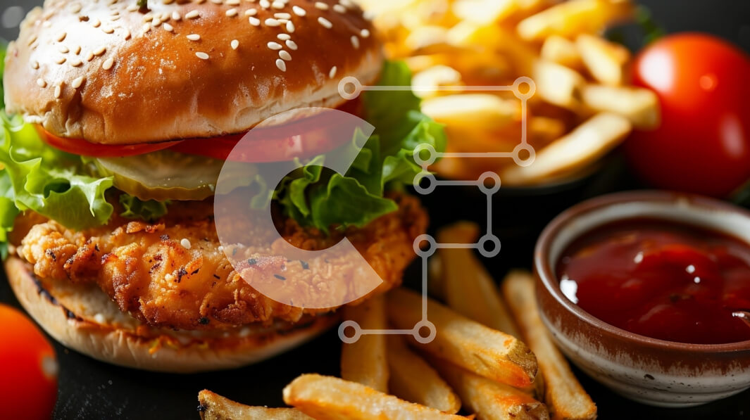 Σετ των 2 Intra Συλλεκτικό Ξύλινο Παζλ Plywood  4mm - Νόστιμο μπιφτέκι κοτόπουλου με πατάτες και κέτσαπ Σε Ξύλινο Κουτί - Διαστάσεις: 10x10 cm – 25 κομμάτια