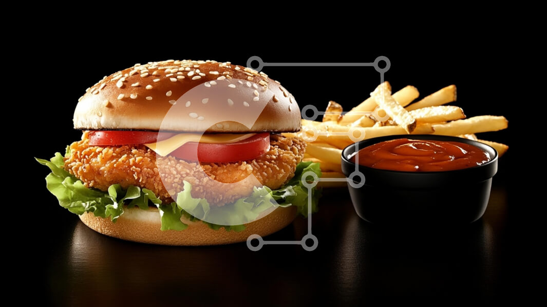 Σετ των 2 Intra Συλλεκτικό Ξύλινο Παζλ Plywood  4mm - Γεύμα σάντουιτς κοτόπουλου με πατάτες Σε Ξύλινο Κουτί - Διαστάσεις: 10x10 cm – 25 κομμάτια