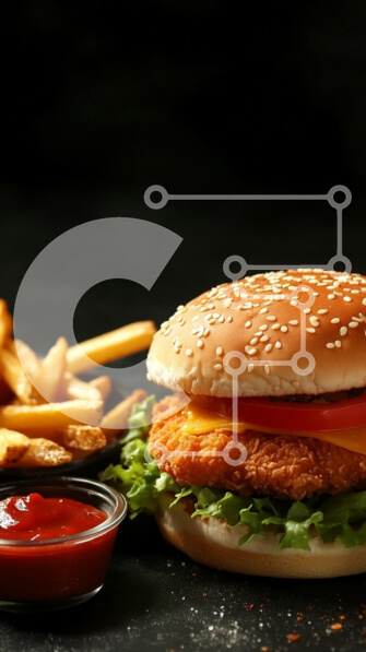 Intra Συλλεκτικό Ξύλινο Παζλ Plywood  4mm - Νόστιμο μπιφτέκι κοτόπουλου με πατάτες και κέτσαπ Σε Ξύλινο Κουτί - Διαστάσεις: 10x10 cm – 25 κομμάτια