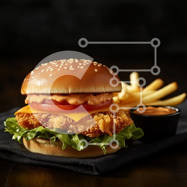 Σετ των 2 Intra Συλλεκτικό Ξύλινο Παζλ Plywood  4mm - Τραγανό σάντουιτς κοτόπουλου με πατάτες και σάλτσα Σε Ξύλινο Κουτί - Διαστάσεις: 10x10 cm – 25 κομμάτια