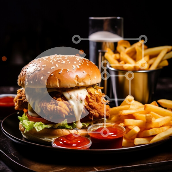 Σετ των 2 Intra Συλλεκτικό Ξύλινο Παζλ Plywood  4mm - Νόστιμο τηγανητό μπιφτέκι κοτόπουλου με τηγανιτές πατάτες Σε Ξύλινο Κουτί - Διαστάσεις: 10x10 cm – 25 κομμάτια