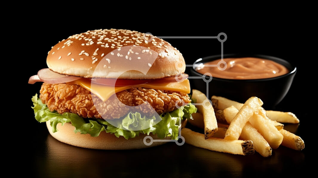 Σετ των 2 Intra Συλλεκτικό Ξύλινο Παζλ Plywood  4mm - Νόστιμο χάμπουργκερ με τηγανιτές πατάτες Σε Ξύλινο Κουτί - Διαστάσεις: 10x10 cm – 25 κομμάτια