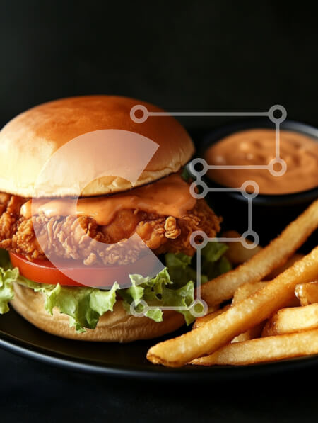 Σετ των 2 Intra Συλλεκτικό Ξύλινο Παζλ Plywood  4mm - Σάντουιτς κοτόπουλου με τηγανιτές πατάτες Σε Ξύλινο Κουτί - Διαστάσεις: 10x10 cm – 25 κομμάτια