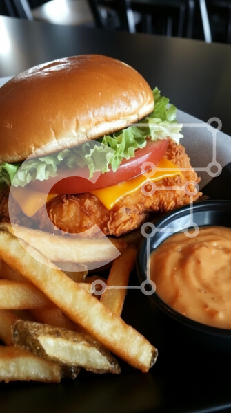 Intra Συλλεκτικό Ξύλινο Παζλ Plywood  4mm - Σάντουιτς τηγανητό κοτόπουλο με τηγανιτές πατάτες Σε Ξύλινο Κουτί - Διαστάσεις: 10x10 cm – 25 κομμάτια