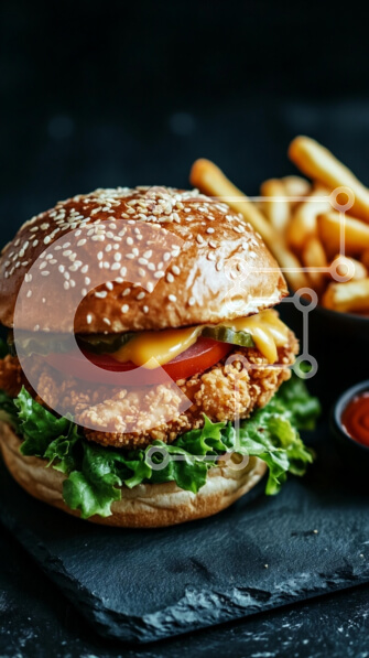 Intra Συλλεκτικό Ξύλινο Παζλ Plywood  4mm - Τραγανό μπιφτέκι κοτόπουλου με πατάτες τηγανιτές Σε Ξύλινο Κουτί - Διαστάσεις: 10x10 cm – 25 κομμάτια