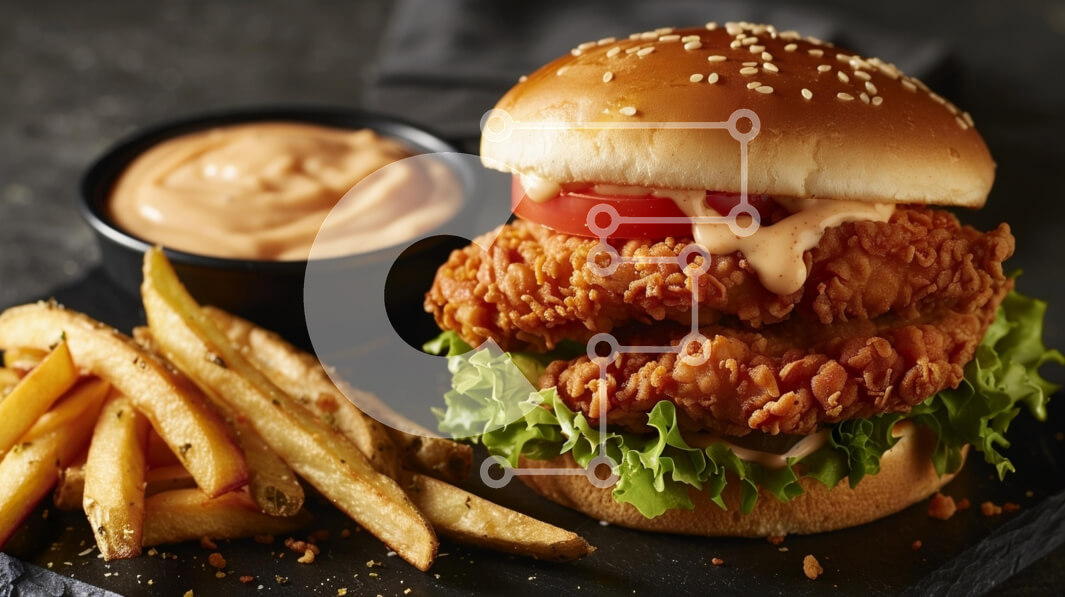 Σετ των 2 Intra Συλλεκτικό Ξύλινο Παζλ Plywood  4mm - Σάντουιτς τηγανητό κοτόπουλο με πατάτες τηγανιτές και σάλτσα Σε Ξύλινο Κουτί - Διαστάσεις: 10x10 cm – 25 κομμάτια