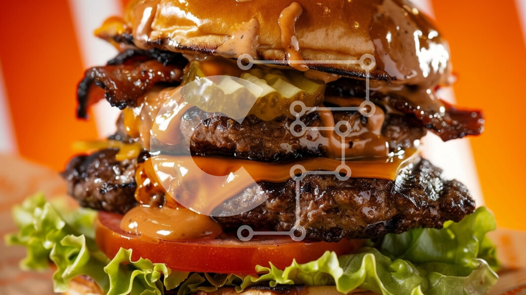 Σετ των 2 Intra Συλλεκτικό Ξύλινο Παζλ Plywood  4mm - Gourmet Burger με μπέικον και γαρνιτούρες Σε Ξύλινο Κουτί - Διαστάσεις: 10x10 cm – 25 κομμάτια