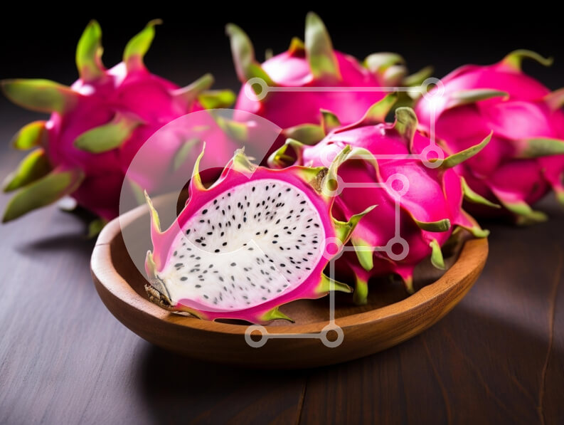 Σετ των 2 Intra Συλλεκτικό Ξύλινο Παζλ Plywood  4mm - Φρούτα Δράκου σε ένα ξύλινο μπολ Σε Ξύλινο Κουτί - Διαστάσεις: 10x10 cm – 25 κομμάτια