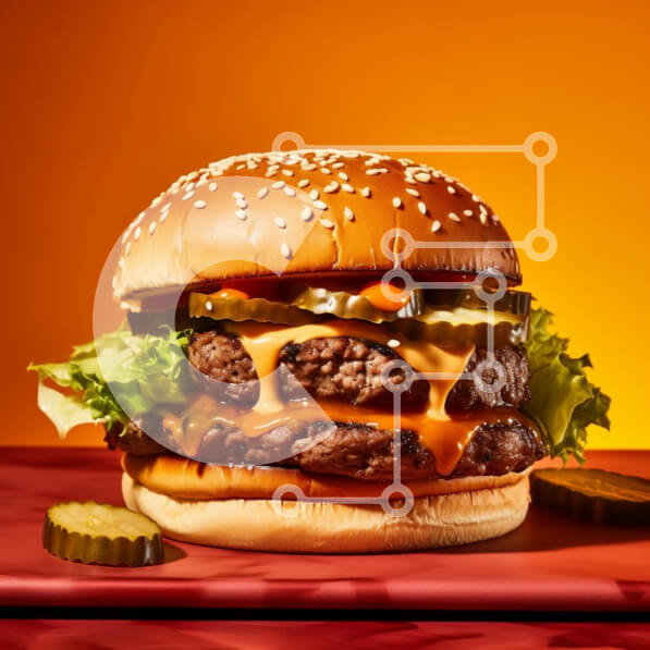 Σετ των 2 Intra Συλλεκτικό Ξύλινο Παζλ Plywood  4mm - Νόστιμο διπλό τσίζμπεργκερ με τουρσί Σε Ξύλινο Κουτί - Διαστάσεις: 10x10 cm – 25 κομμάτια