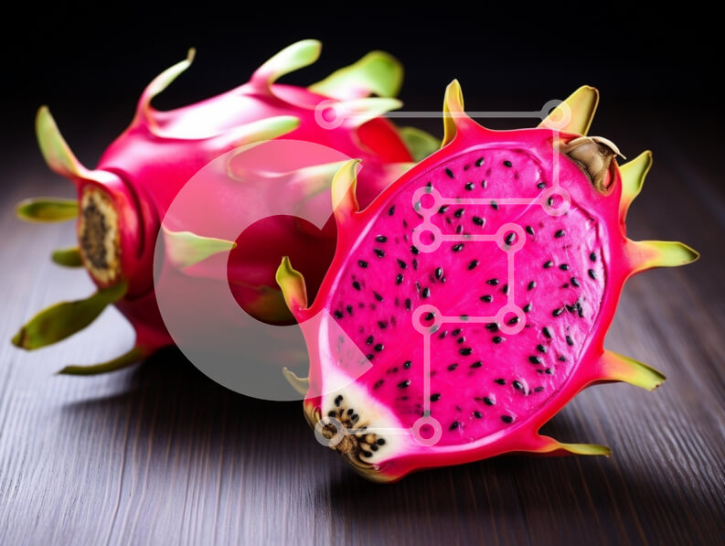 Σετ των 2 Intra Συλλεκτικό Ξύλινο Παζλ Plywood  4mm - Ζωντανό φρούτο δράκου σε ξύλινη επιφάνεια Σε Ξύλινο Κουτί - Διαστάσεις: 10x10 cm – 25 κομμάτια