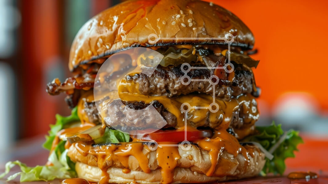 Σετ των 2 Intra Συλλεκτικό Ξύλινο Παζλ Plywood  4mm - Gourmet Burger με τυρί και μπέικον Σε Ξύλινο Κουτί - Διαστάσεις: 10x10 cm – 25 κομμάτια