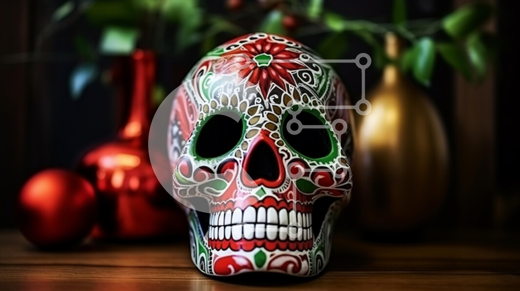 Intra Συλλεκτικό Ξύλινο Παζλ Plywood  4mm - Διακοσμητικό κρανίο για την Ημέρα των Νεκρών Σε Ξύλινο Κουτί - Διαστάσεις: 10x10 cm – 25 κομμάτια