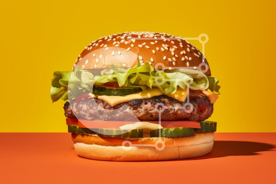 Σετ των 2 Intra Συλλεκτικό Ξύλινο Παζλ Plywood  4mm - Φρεσκοφτιαγμένο χάμπουργκερ σε πολύχρωμο φόντο Σε Ξύλινο Κουτί - Διαστάσεις: 10x10 cm – 25 κομμάτια