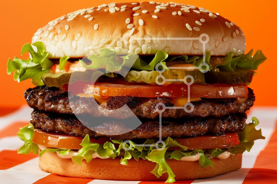 Σετ των 2 Intra Συλλεκτικό Ξύλινο Παζλ Plywood  4mm - Νόστιμο χάμπουργκερ με τρία μπουρεκάκια και φρέσκα υλικά Σε Ξύλινο Κουτί - Διαστάσεις: 10x10 cm – 25 κομμάτια