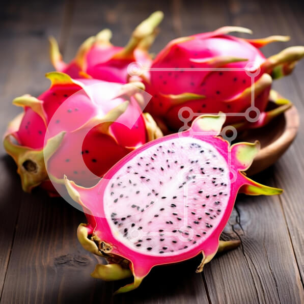 Σετ των 2 Intra Συλλεκτικό Ξύλινο Παζλ Plywood  4mm - Ζωντανά φρούτα δράκου σε ξύλινη επιφάνεια Σε Ξύλινο Κουτί - Διαστάσεις: 10x10 cm – 25 κομμάτια