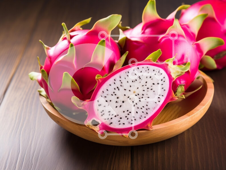 Σετ των 2 Intra Συλλεκτικό Ξύλινο Παζλ Plywood  4mm - Φρέσκα φρούτα δράκου σε ξύλινο μπολ Σε Ξύλινο Κουτί - Διαστάσεις: 10x10 cm – 25 κομμάτια