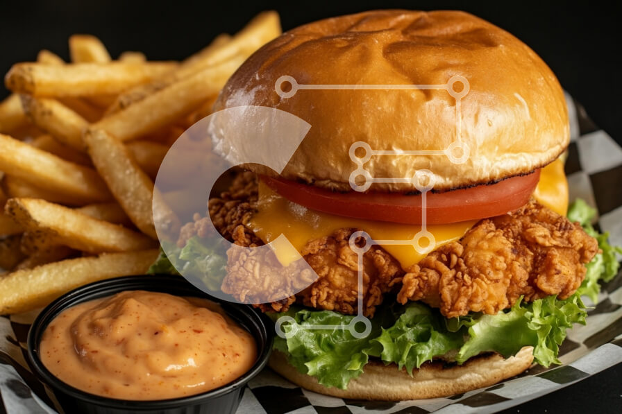 Σετ των 2 Intra Συλλεκτικό Ξύλινο Παζλ Plywood  4mm - Σάντουιτς με τηγανητό κοτόπουλο με πατάτες και σάλτσα Σε Ξύλινο Κουτί - Διαστάσεις: 10x10 cm – 25 κομμάτια