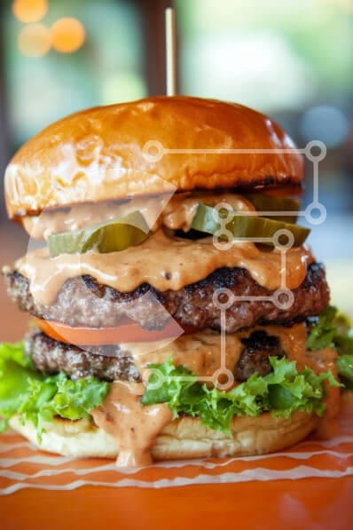 Σετ των 2 Intra Συλλεκτικό Ξύλινο Παζλ Plywood  4mm - Ζουμερό Διπλό Cheeseburger με Φρέσκα Υλικά Σε Ξύλινο Κουτί - Διαστάσεις: 10x10 cm – 25 κομμάτια