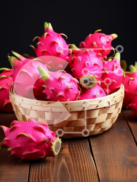 Σετ των 2 Intra Συλλεκτικό Ξύλινο Παζλ Plywood  4mm - Ζωντανά φρούτα του δράκου σε ένα υφασμένο καλάθι Σε Ξύλινο Κουτί - Διαστάσεις: 10x10 cm – 25 κομμάτια