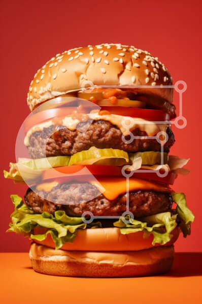 Σετ των 2 Intra Συλλεκτικό Ξύλινο Παζλ Plywood  4mm - Ψηλό χάμπουργκερ με φρέσκα υλικά Σε Ξύλινο Κουτί - Διαστάσεις: 10x10 cm – 25 κομμάτια