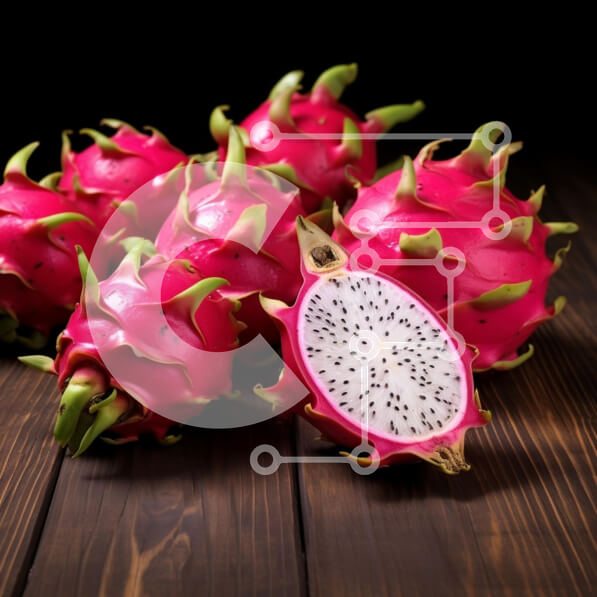 Σετ των 2 Intra Συλλεκτικό Ξύλινο Παζλ Plywood  4mm - Φρέσκα φρούτα δράκου σε ξύλινη επιφάνεια Σε Ξύλινο Κουτί - Διαστάσεις: 10x10 cm – 25 κομμάτια