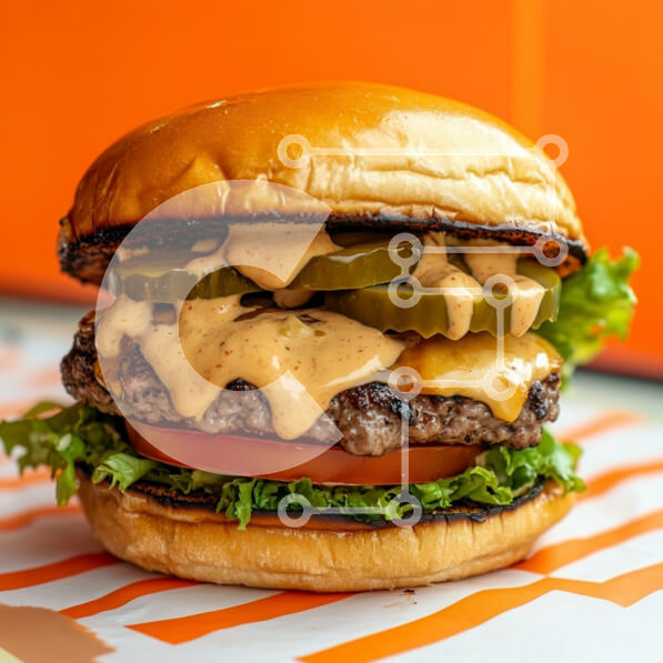 Σετ των 2 Intra Συλλεκτικό Ξύλινο Παζλ Plywood  4mm - Νόστιμο Burger με τυρί και τουρσί Σε Ξύλινο Κουτί - Διαστάσεις: 10x10 cm – 25 κομμάτια