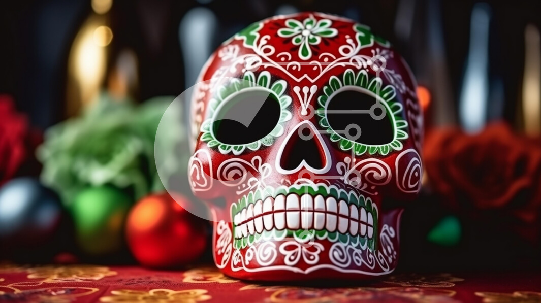 Intra Συλλεκτικό Ξύλινο Παζλ Plywood  4mm - Πολύχρωμη Ημέρα του Νεκρού Κρανίου Σε Ξύλινο Κουτί - Διαστάσεις: 10x10 cm – 25 κομμάτια