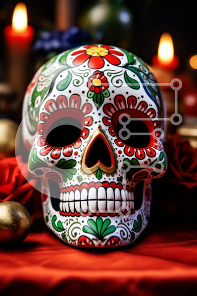 Intra Συλλεκτικό Ξύλινο Παζλ Plywood  4mm - Πολύχρωμο Sugar Skull για την Ημέρα των Νεκρών Σε Ξύλινο Κουτί - Διαστάσεις: 10x10 cm – 25 κομμάτια