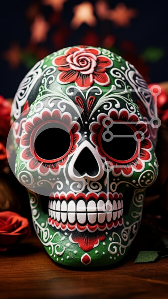 Intra Συλλεκτικό Ξύλινο Παζλ Plywood  4mm - Διακοσμητική Ημέρα του νεκρού κρανίου Σε Ξύλινο Κουτί - Διαστάσεις: 10x10 cm – 25 κομμάτια