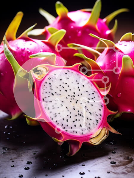 Σετ των 2 Intra Συλλεκτικό Ξύλινο Παζλ Plywood  4mm - Fresh Dragon Fruits σε σκοτεινή επιφάνεια Σε Ξύλινο Κουτί - Διαστάσεις: 10x10 cm – 25 κομμάτια