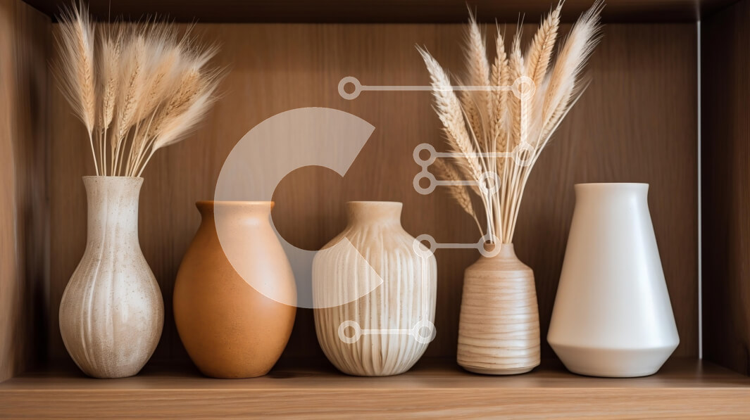 Intra Συλλεκτικό Ξύλινο Παζλ Plywood  4mm - Διακοσμητικά βάζα σε ξύλινο ράφι Σε Ξύλινο Κουτί - Διαστάσεις Puzzle: 10x10 cm – 25 κομμάτια