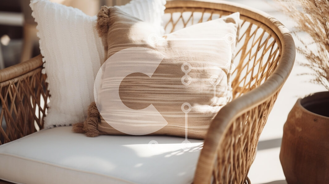 Intra Συλλεκτικό Ξύλινο Παζλ Plywood  4mm - Άνετη καρέκλα Rattan με διακοσμητικά μαξιλάρια Σε Ξύλινο Κουτί - Διαστάσεις Puzzle: 10x10 cm – 25 κομμάτια