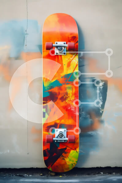 Intra Συλλεκτικό Ξύλινο Παζλ Plywood  4mm - Πολύχρωμο Skateboard ενάντια στον τοίχο Σε Ξύλινο Κουτί - Διαστάσεις Puzzle: 10x10 cm – 25 κομμάτια