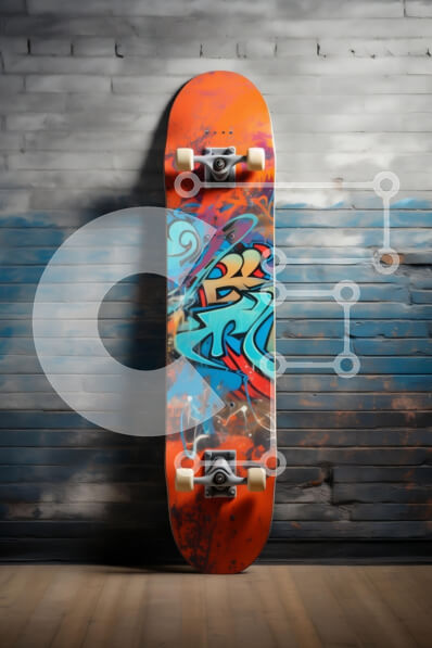 Intra Συλλεκτικό Ξύλινο Παζλ Plywood  4mm - Γκράφιτι Skateboard σε ανάγλυφο τοίχο Σε Ξύλινο Κουτί - Διαστάσεις: 10x10 cm – 25 κομμάτια