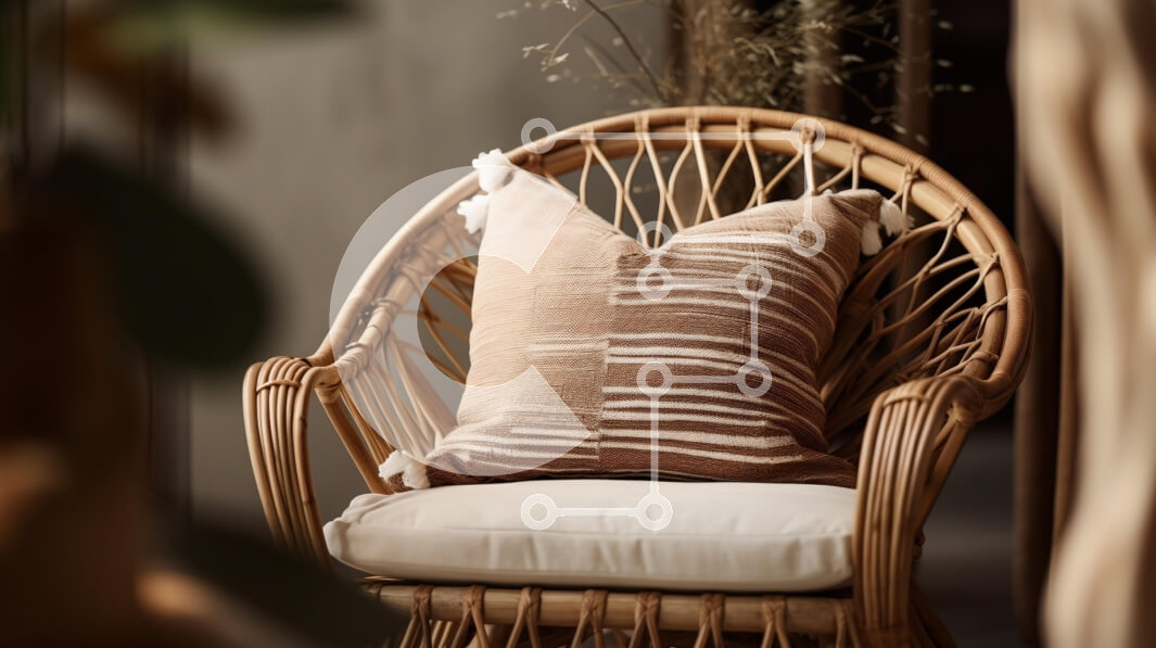 Intra Συλλεκτικό Ξύλινο Παζλ Plywood  4mm - Καρέκλα Rattan με Διακοσμητικό Μαξιλάρι Σε Ξύλινο Κουτί - Διαστάσεις Puzzle: 10x10 cm – 25 κομμάτια