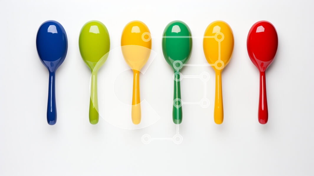 Intra Συλλεκτικό Ξύλινο Παζλ Plywood  4mm - Πολύχρωμα κουτάλια σε άσπρο φόντο Σε Ξύλινο Κουτί - Διαστάσεις: 10x10 cm – 25 κομμάτια