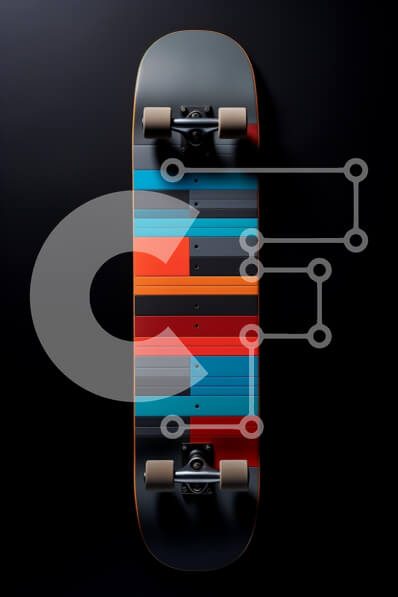 Intra Συλλεκτικό Ξύλινο Παζλ Plywood  4mm - Πολύχρωμο Skateboard σε μαύρο φόντο Σε Ξύλινο Κουτί - Διαστάσεις: 10x10 cm – 25 κομμάτια