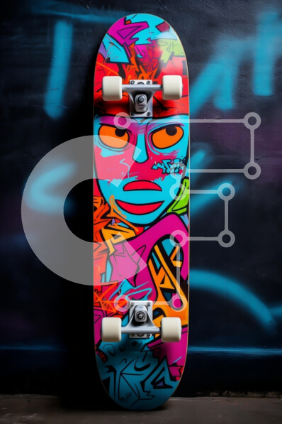 Intra Συλλεκτικό Ξύλινο Παζλ Plywood  4mm - Ζωντανό Graffiti Skateboard Σε Ξύλινο Κουτί - Διαστάσεις Puzzle: 10x10 cm – 25 κομμάτια
