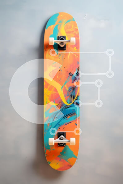 Intra Συλλεκτικό Ξύλινο Παζλ Plywood  4mm - Πολύχρωμο αφηρημένο skateboard Σε Ξύλινο Κουτί - Διαστάσεις: 10x10 cm – 25 κομμάτια