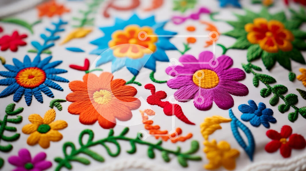 Intra Συλλεκτικό Ξύλινο Παζλ Plywood  4mm - Πολύχρωμο φλοράλ κέντημα Σε Ξύλινο Κουτί - Διαστάσεις Puzzle: 10x10 cm – 25 κομμάτια