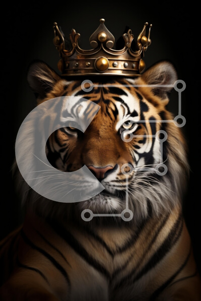 Σετ των 2 Intra Συλλεκτικό Ξύλινο Παζλ Plywood  4mm - Βασιλική Τίγρη με στέμμα Σε Ξύλινο Κουτί - Διαστάσεις: 10x10 cm – 25 κομμάτια