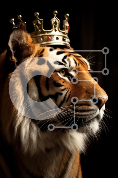 Σετ των 2 Intra Συλλεκτικό Ξύλινο Παζλ Plywood  4mm - Τίγρη με στέμμα Σε Ξύλινο Κουτί - Διαστάσεις: 10x10 cm – 25 κομμάτια